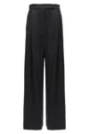 Max Mara High Waist Satin Finish Wide Leg Trousers In Black