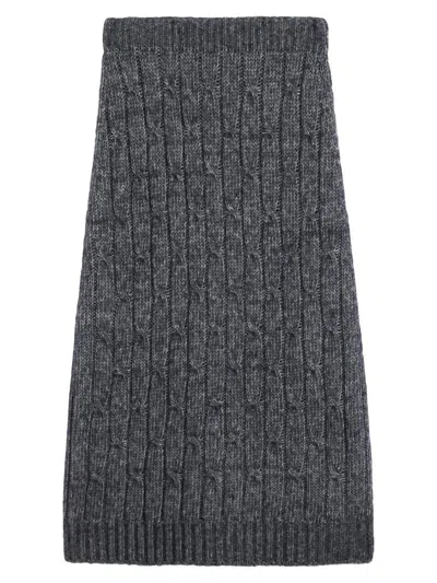 Max Mara Cotton-alpaca-wool Midi Skirt In Gray