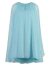 Max Mara Women Mini Light Blue Dress With Drawstring In Silk Chiffon Woman In Light Blue