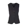 Max Mara Tailored Black Waistcoat With Deep V-neckline And Button Detail In Black