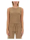 Max Mara Crewneck Sleeveless Top In Brown