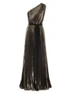 Max Mara Franz One-shoulder Pleated Belted Dress In Bronze