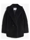 Max Mara Black Teddy Coat In Alpaca And Black Wool In Black