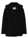 Max Mara Black Teddy Coat In Alpaca And Black Wool In Black
