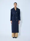 Max Mara Women Gabardine Wool Coat In Blue