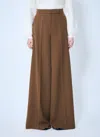 Max Mara Women Gabardine Wool Pants In Brown