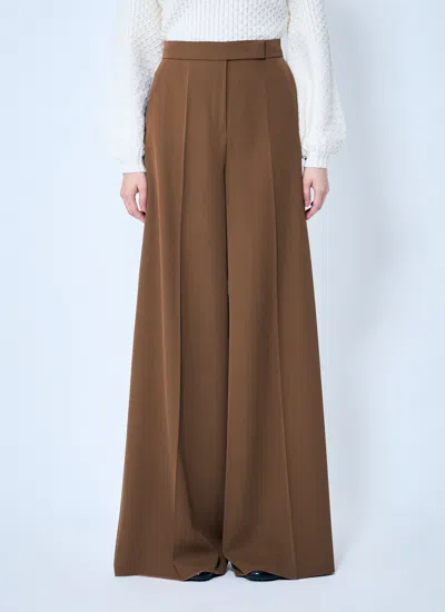Max Mara Women Gabardine Wool Pants In Brown