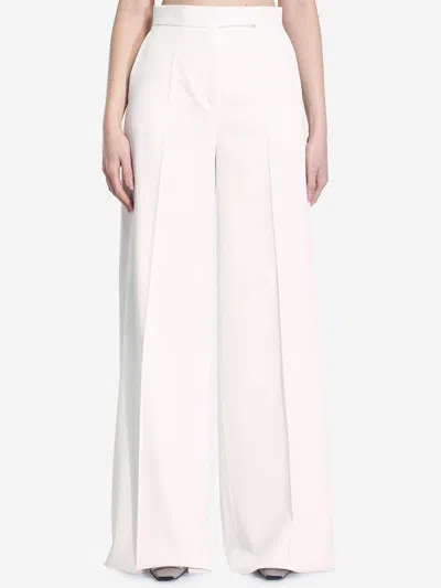 Max Mara Women Gabardine Wool Trousers In White