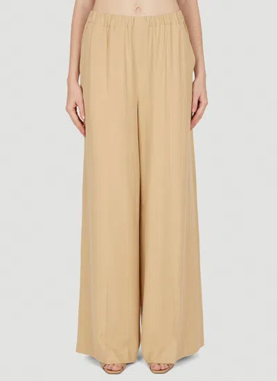 Max Mara Flared Cotton Gabardine Trousers In Neutral