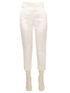 Max Mara Satin High Waist Cropped Trousers In White