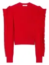 Max Mara Genero Ruffle Puff Sleeve Sweater In Red