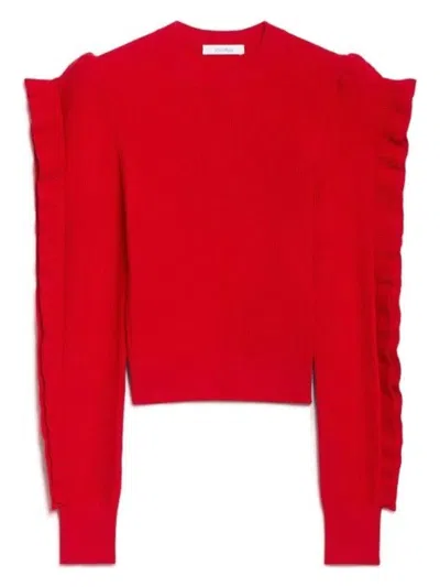 Max Mara Genero Ruffle Puff Sleeve Sweater In Multi