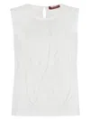Max Mara 'orata' Embroidered Ramie Top In White