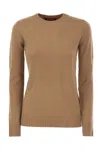 Max Mara Studio Giotto Crew Neck Jumper In Cashmere Yarn In Camel