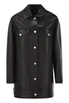 Max Mara Long-sleeved Leather Jacket In Black