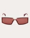 Max Mara 68mm Oversize Rectangular Sunglasses In Burgundy
