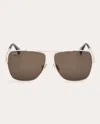 Max Mara Women's Gold & Roviex Modified Aviator Sunglasses In Gold/green