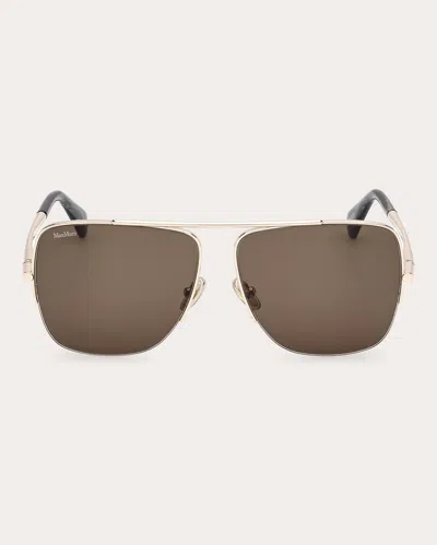 Max Mara Women's Gold & Roviex Modified Aviator Sunglasses In Brown