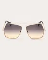 Max Mara Women's Elsa Petite Aviator-style Gold And Smoke Gradient Gold-tone Sunglasses In Gold Gradient Grey