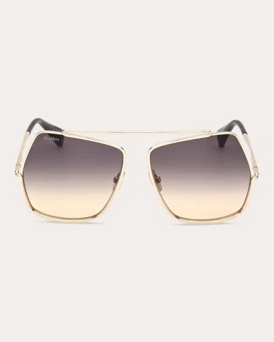 Max Mara Women's Elsa Petite Aviator-style Gold And Smoke Gradient Gold-tone Sunglasses In Gold Gradient Grey
