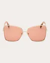 MAX MARA WOMEN'S GOLDTONE & BROWN MENTON 1 BUTTERFLY SUNGLASSES