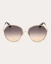 Max Mara Women's Goldtone Menton Round Sunglasses In Gold / Gradient Smoke