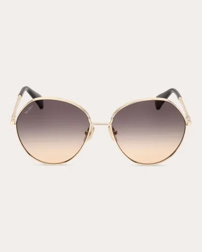 Max Mara Women's Goldtone Menton Round Sunglasses In Gold / Gradient Smoke