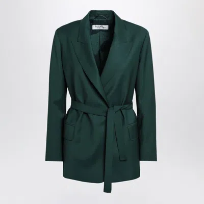 Max Mara Women's Green Wool Canvas Jacket With Belt
