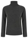Max Mara Grey Solid Turtle Neck Sweater In Black