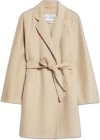 Max Mara Short Wrap Coat In Cashmere In Beige