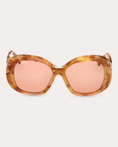 Max Mara Women's Havana Edna Oversized Round Sunglasses In Orange
