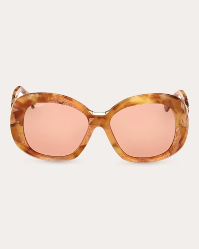 Max Mara Women's Havana Edna Oversized Round Sunglasses In Havana / Brown