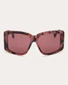 Max Mara Glimpse6 57mm Polarized Square Sunglasses In Colored Havana/bordeaux