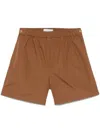 Max Mara Pleated Shorts With Elastic Waistband And Gold-tone Hardware In Brown