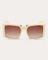 Max Mara Women's Ivory & Brown Gradient Spark 6 Square Sunglasses In Ivory/pale Gold/grad Brown