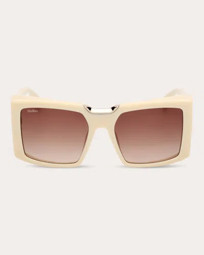 Max Mara Women's Ivory & Brown Gradient Spark 6 Square Sunglasses In Ivory/gradient Brown