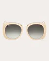 MAX MARA WOMEN'S IVORY BRIDGE OVERSIZED ROUND SUNGLASSES