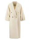 Max Mara Cappotto Zaffo In Cashmere Avorio Donna