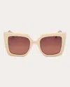 Max Mara Women's Design 4 Cat-eye Ivory And Brown Gradient Injected Sunglasses In Ivory/gradient Brown
