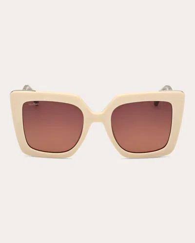 Max Mara Women's Ivory Design4 Cat-eye Sunglasses In Ivory/gradient Brown