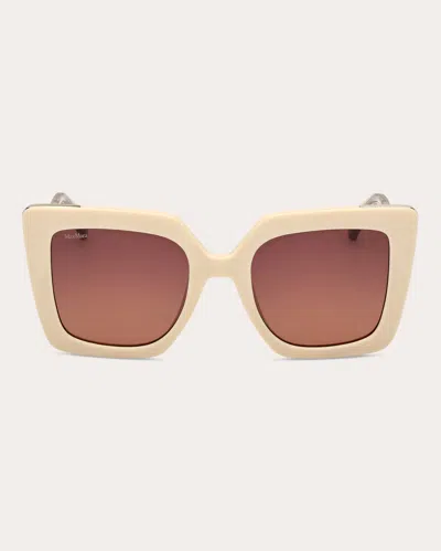 Max Mara Women's Design 4 Cat-eye Ivory And Brown Gradient Injected Sunglasses In Ivory Gradient Brown