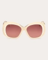 Max Mara Women's Ivory Edna Oversized Round Sunglasses In White