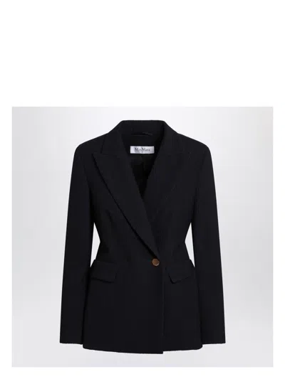 Max Mara Blue Gabardine Pagano Blazer