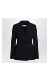 Max Mara Double-breasted Wool Blazer In Blue