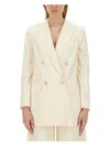 Max Mara Women Elegia Double-breasted Wool Blazer In White