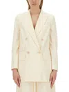 Max Mara Women Elegia Double-breasted Wool Blazer In White