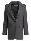 Max Mara Tailored Grey Virgin Wool-mohair-silk Jacket In Multi