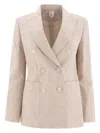 Max Mara Targa Double-breasted Linen Blazer In Beige