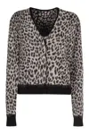 Max Mara Women's Jacquard Knit Cardigan With Leopard Motif In Brown