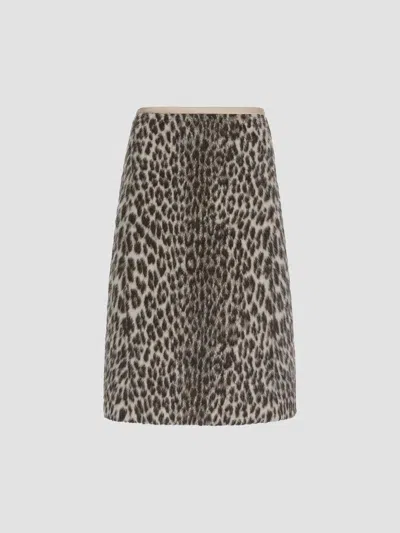 Max Mara Women's Jacquard Wool And Alpaca Calf Length Skirt In Ecru